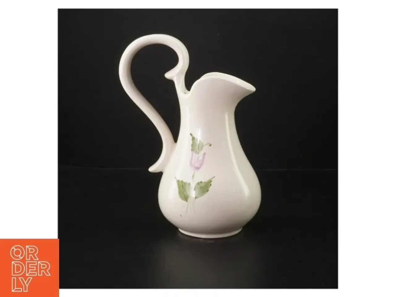Billede 2 - Keramikkande med blomstermotiv (str. K. 23 cm. ø. 13 cm)