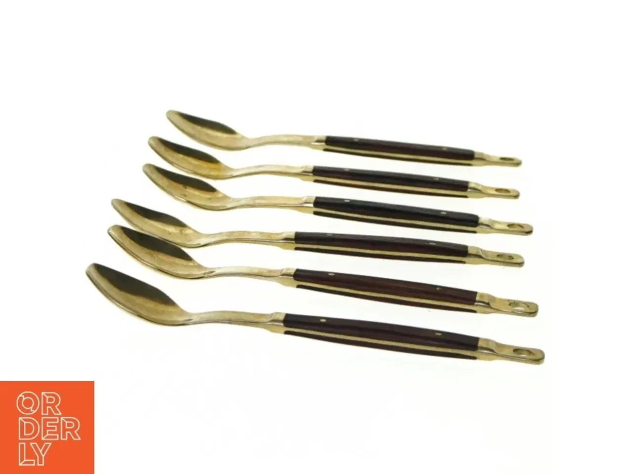 Billede 4 - 6 stk. Retro Teskeer Messing & Palisander Fi3126 (str. 15 x 3 cm)
