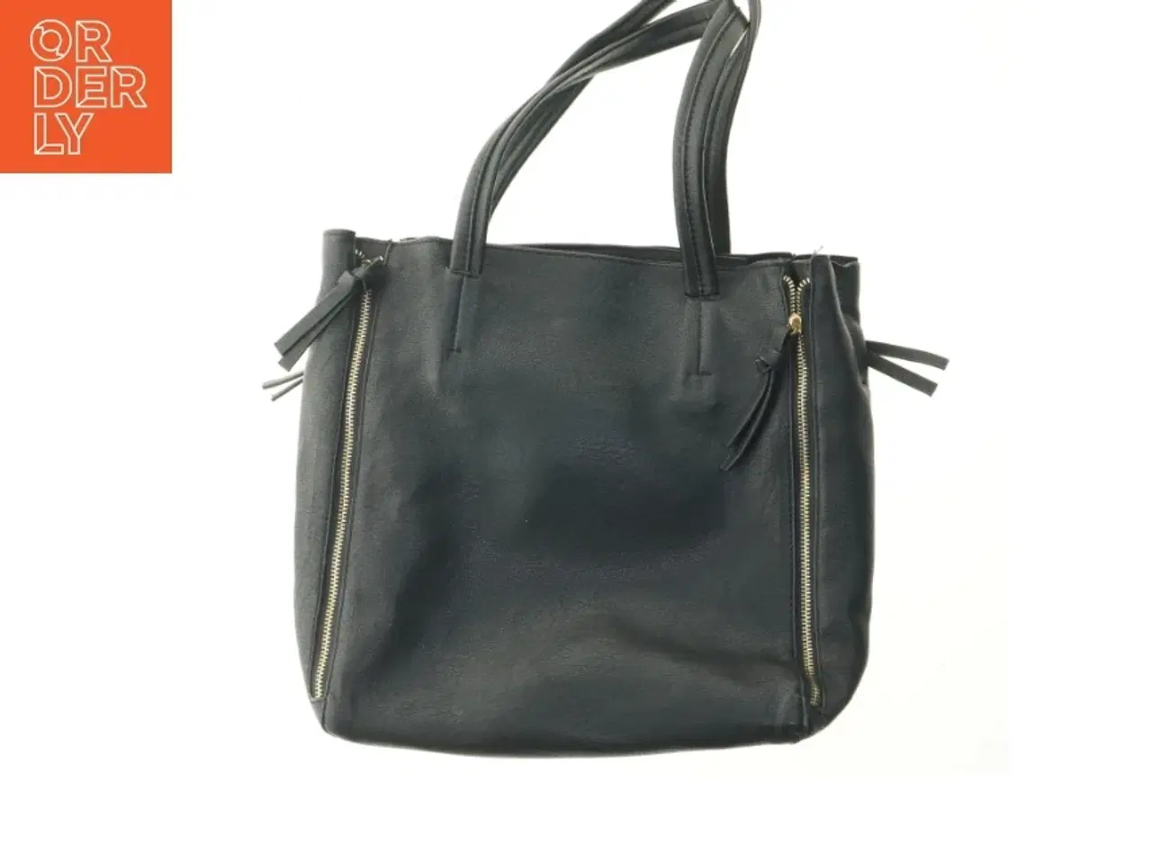 Billede 1 - Sort skuldertaske med lynlåse (str. 34x38 cm)