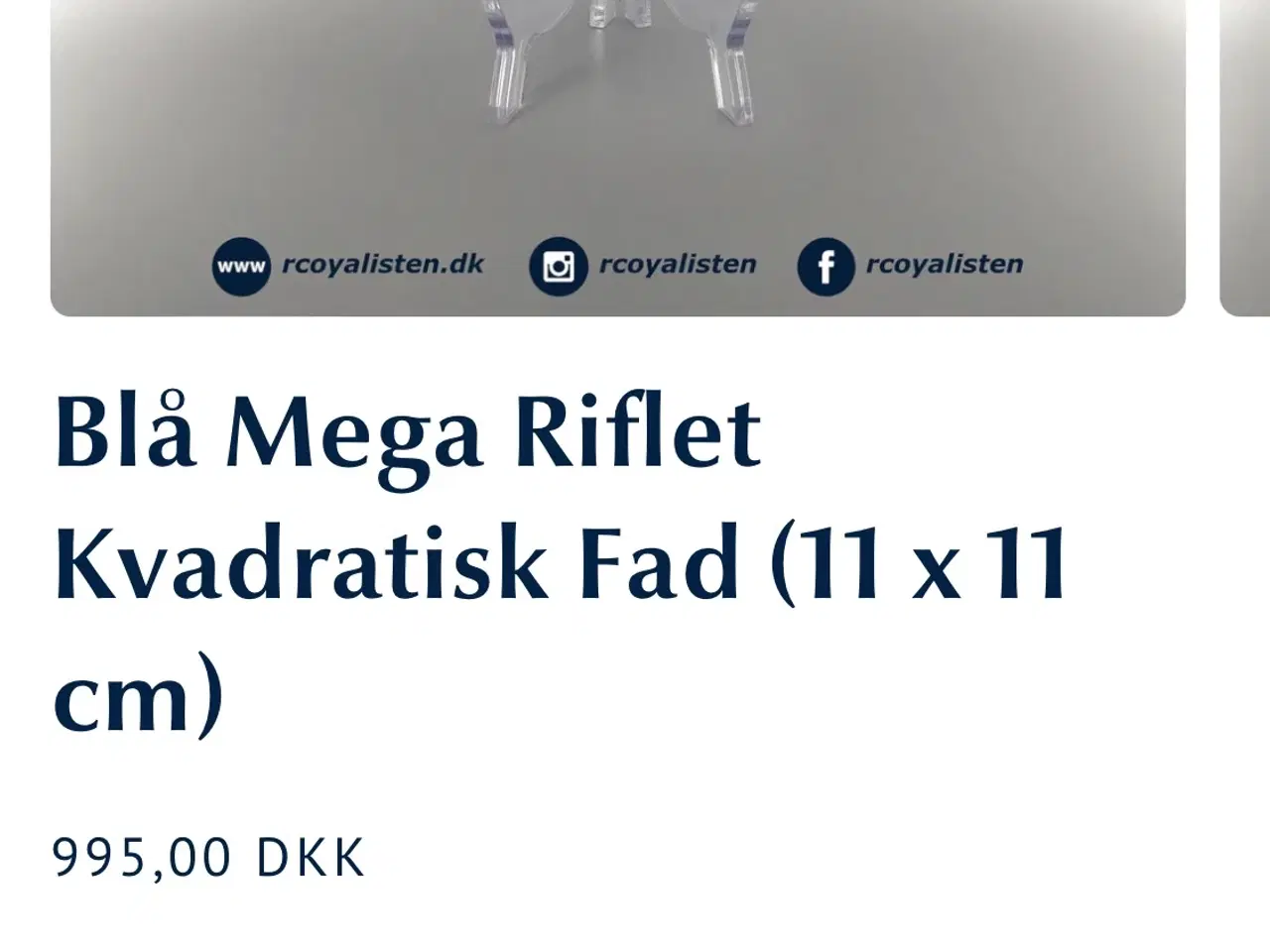 Billede 3 - Blå Mega riflet kvadratisk fad (951)