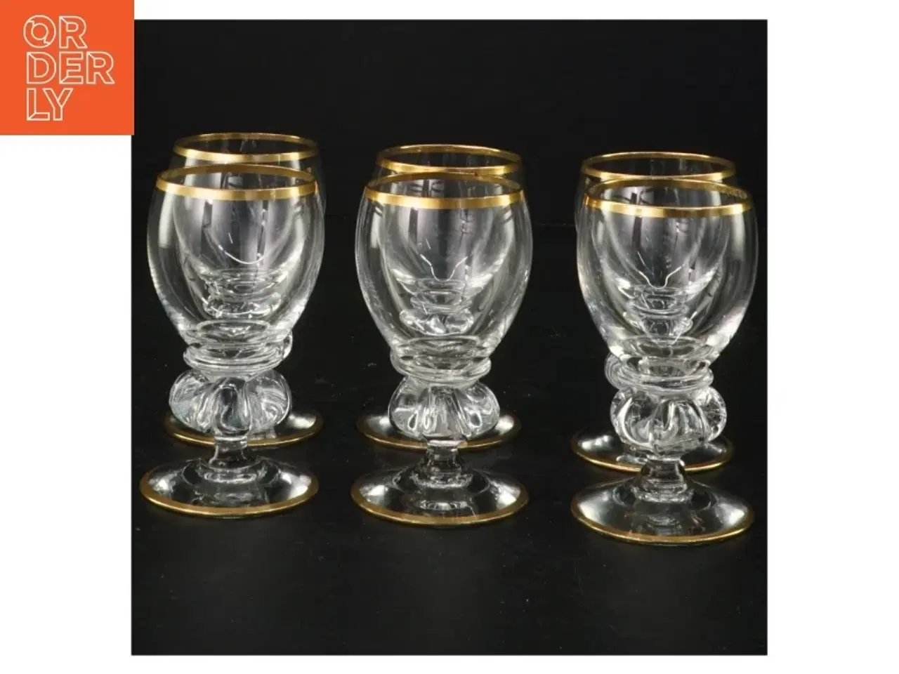 Billede 1 - Gisselfeld portvinsglas med guldkant fra Holmegaard (str. 9,5 x 5 cm)