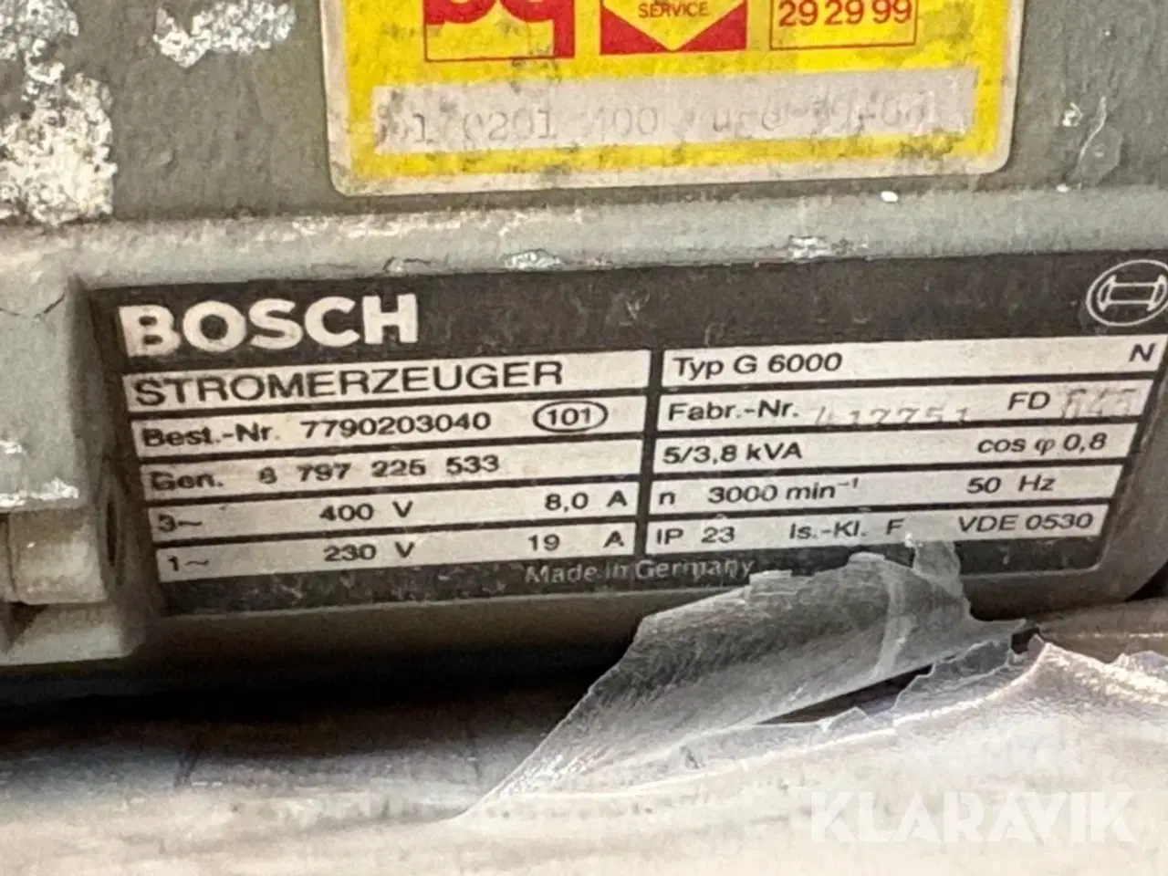 Billede 6 - Benzin generator / strømaggregat Bosch G 6000.