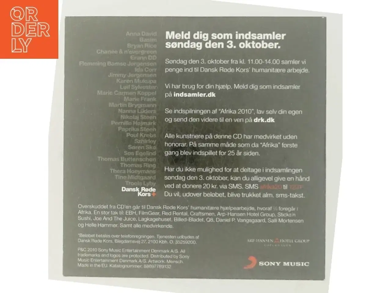 Billede 3 - CD - Afrika 2010 til fordel for Dansk Røde Kors fra Sony Music Entertainment Denmark