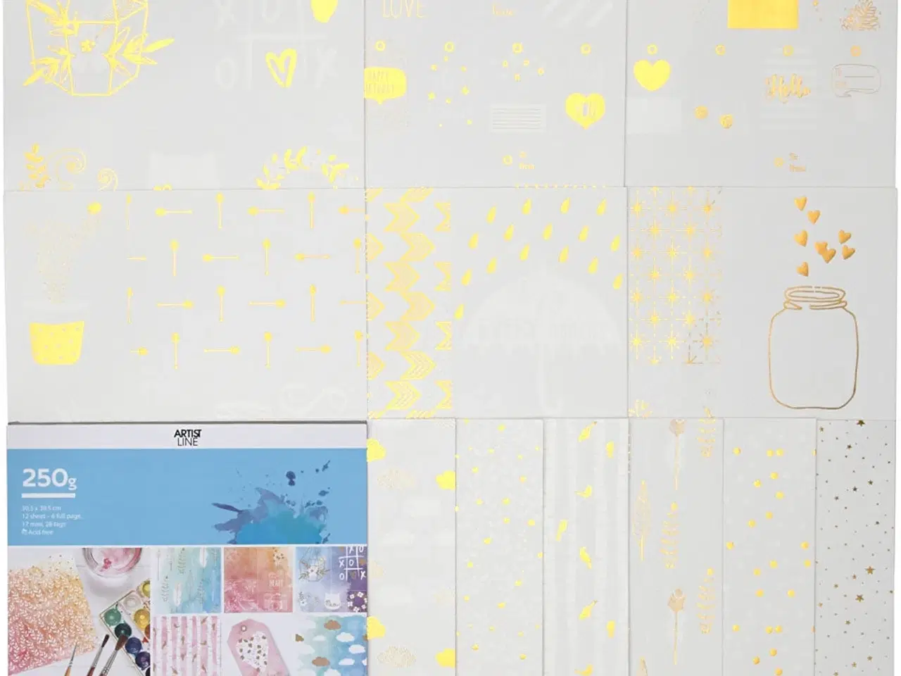 Billede 1 - Malebog til Akvarel, 30,5x30,5 cm, 12 ark