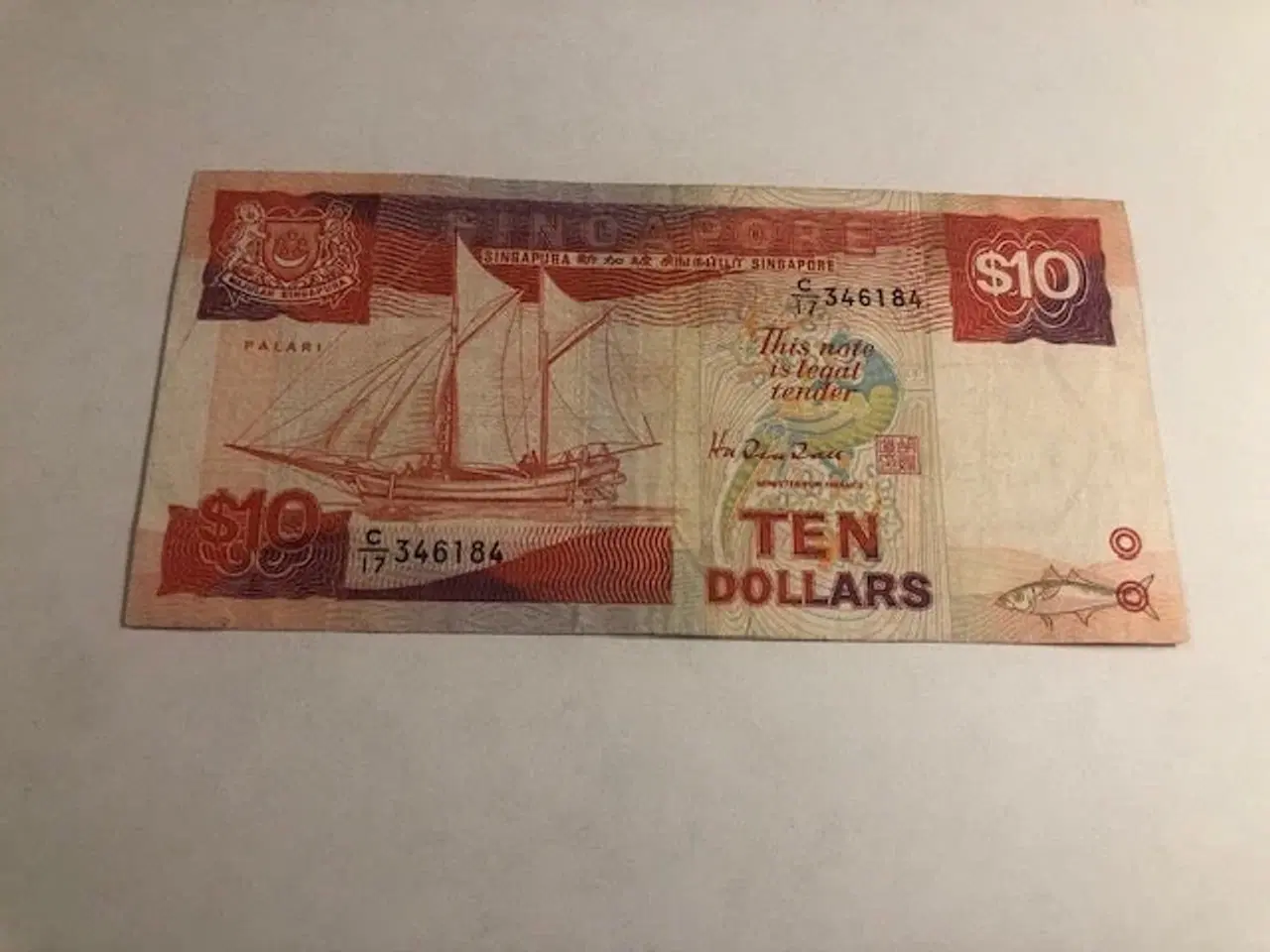 Billede 1 - 10 dollar Singapore 1988