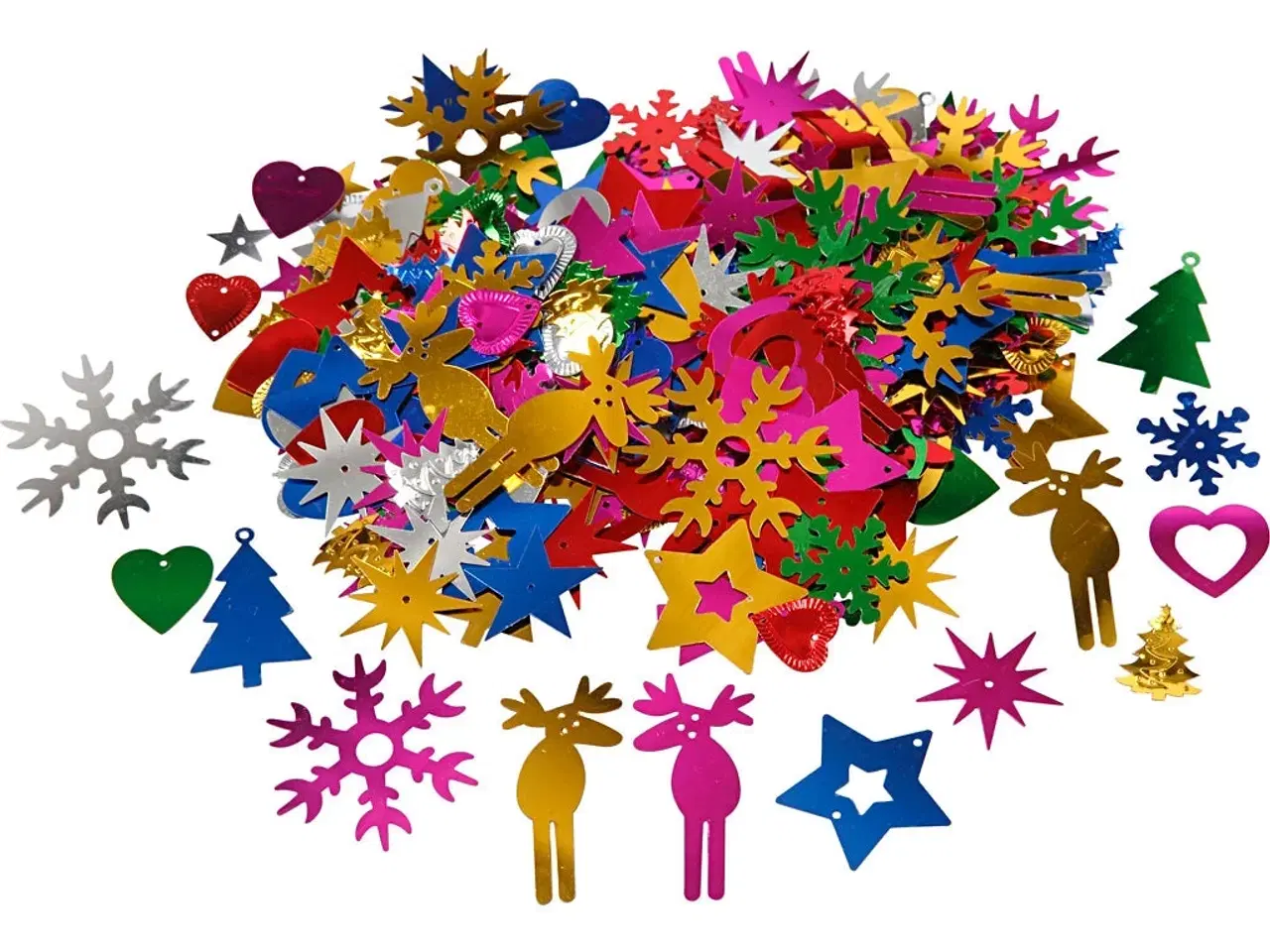 Billede 1 - Pailletter, str. 8-50 mm, stærke farver, 35 g/ 1 pk.