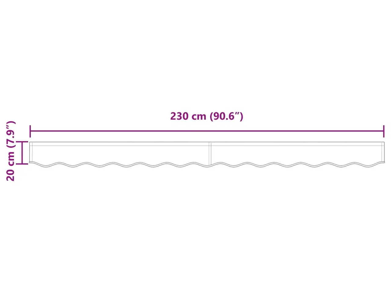 Billede 8 - Markise Bølge Antracitgrå og hvid 2.3 x 0.2 m Kanvas