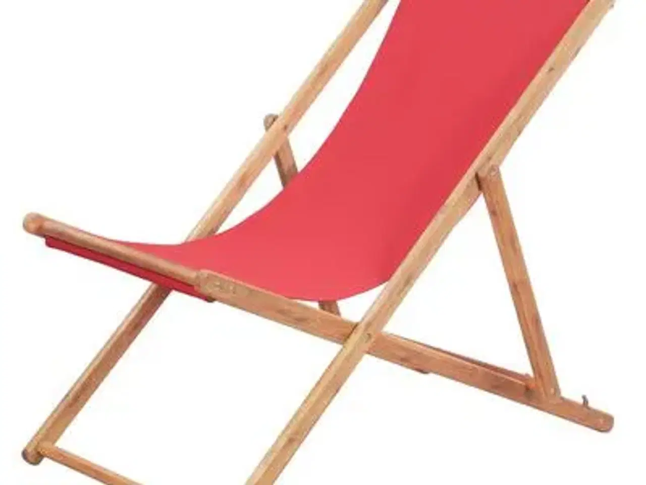 Billede 1 - vidaXL foldbar strandstol stof og træstel rød