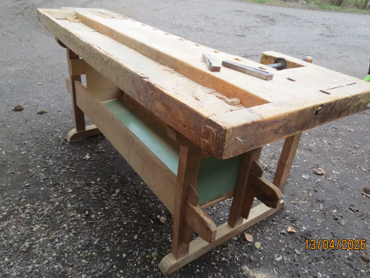 Billede 5 - 1 stk Rigtig Snedker Høvlebænk med Jernspindler 