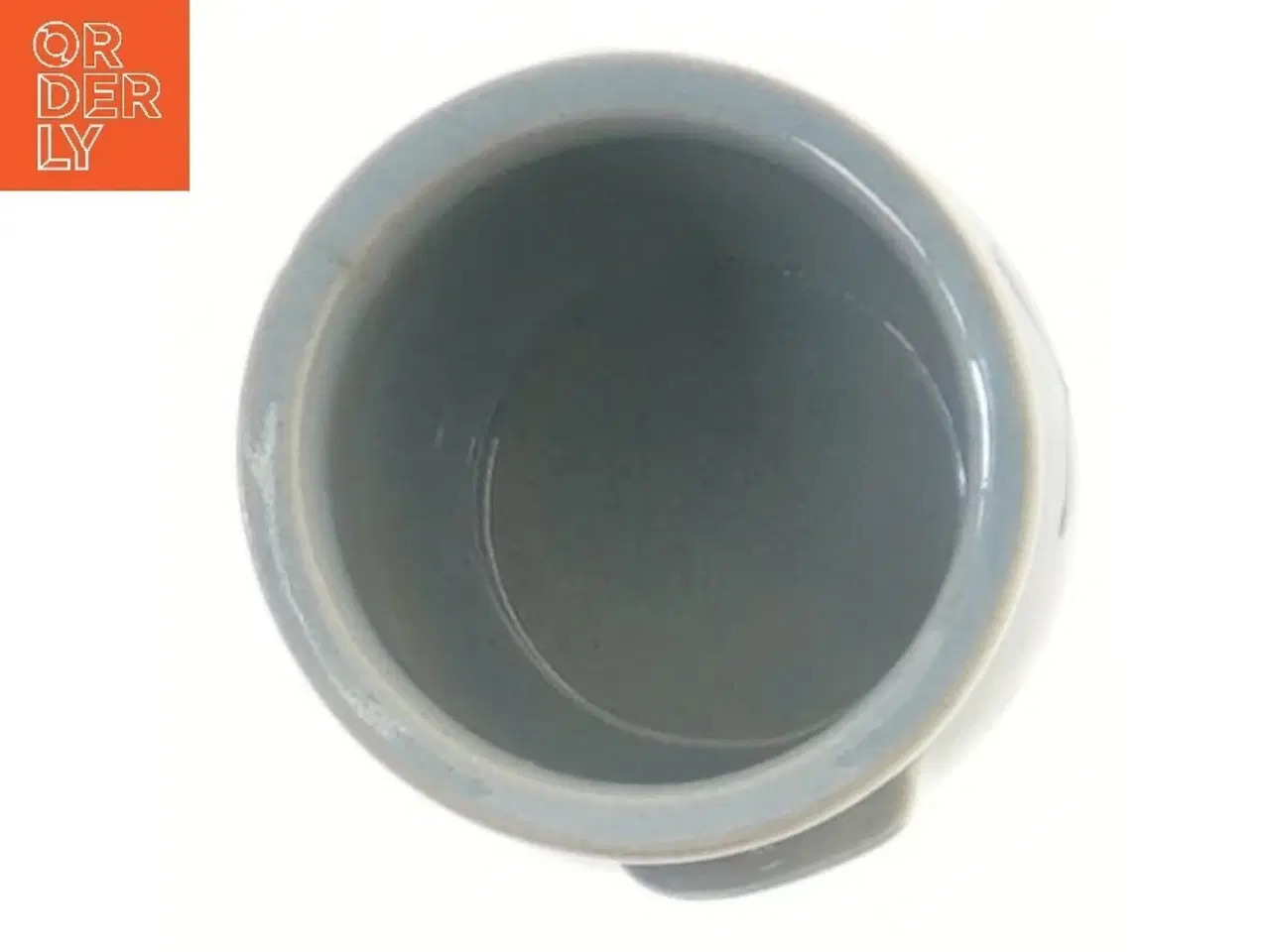 Billede 2 - Lille keramikvase med blå blomstermotiv (str. Ø 7,5 cm, 6 cm)