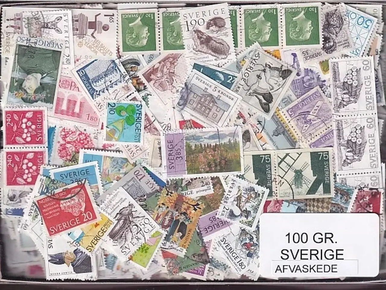 Billede 1 - Sverige 100 g.  Afvaskede Frimærker - mange mærker.