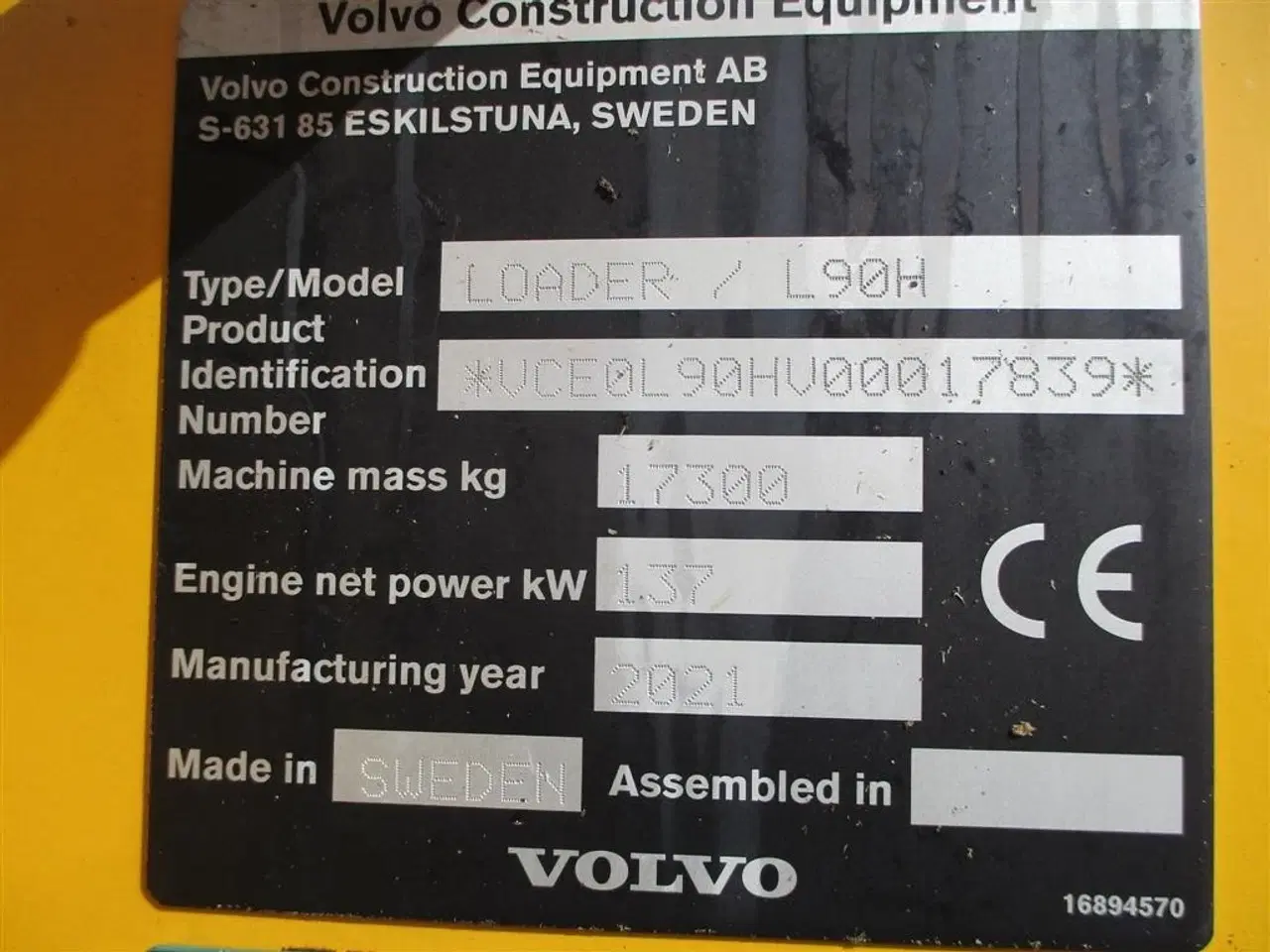 Billede 2 - Volvo L 90 H Årg 9.2021, CDC, BSS, DK-Maskine med fuld Volvo service historie