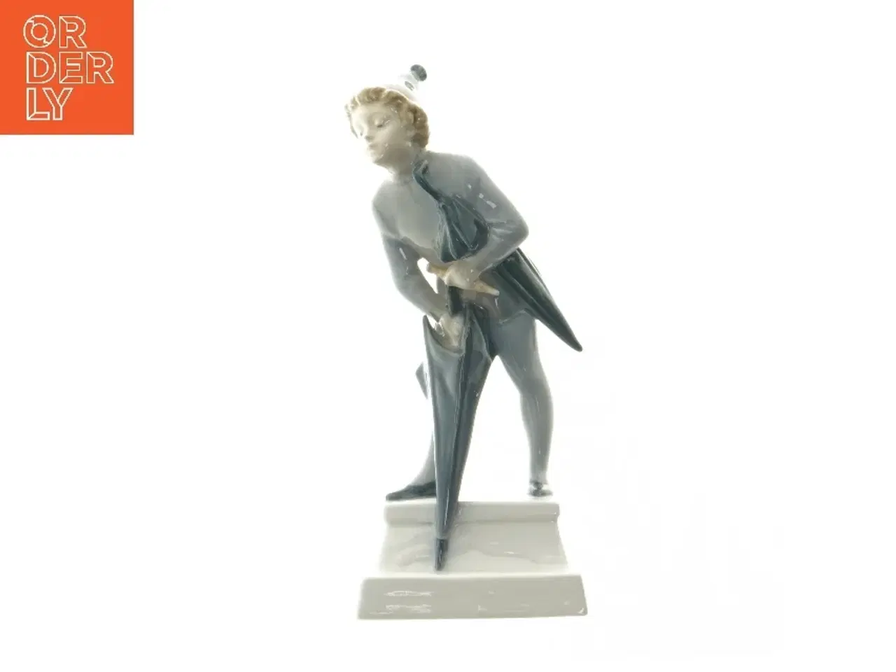 Billede 1 - Porcelænsfigur med paraply fra Royal Copenhagen (str. 18 cm)