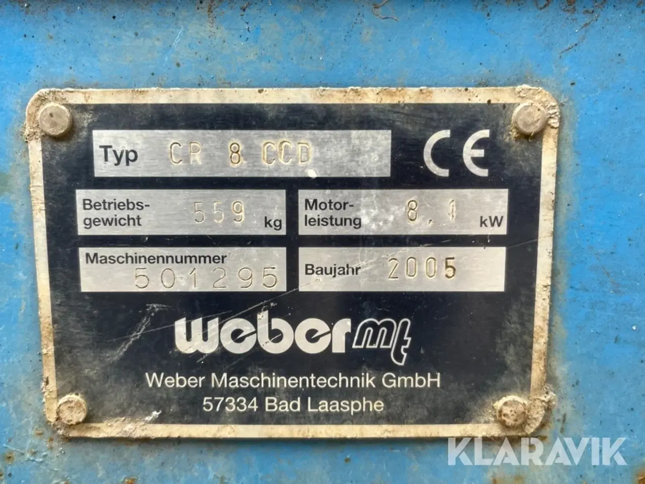 Billede 5 - Pladevibrator WEBER MT CR 8  CCD COMPATROL med COMPATROL
