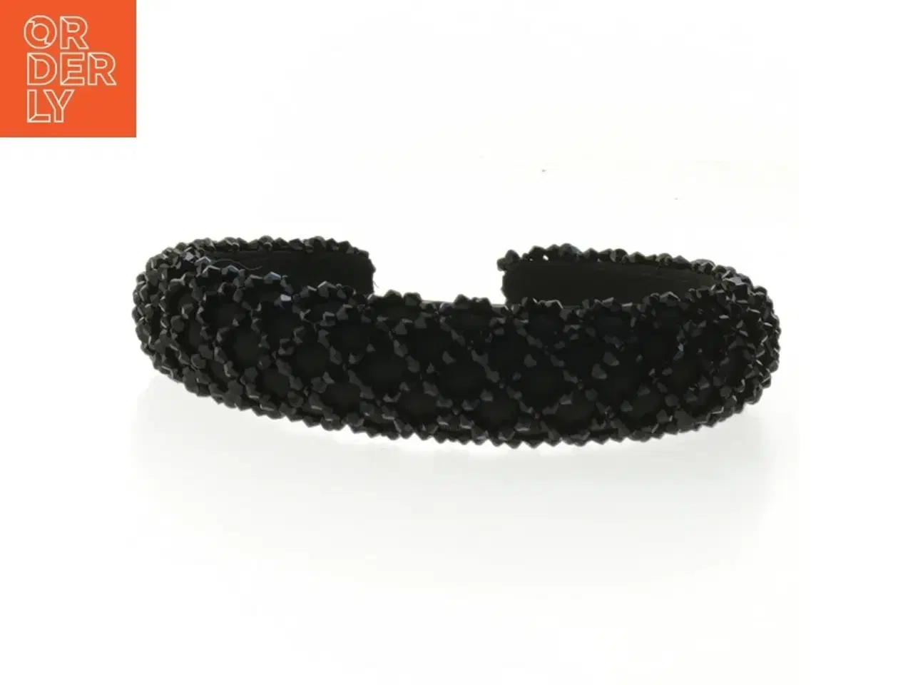 Billede 2 - Hårbøjle med sorte perler (str. Ø 15 cm)