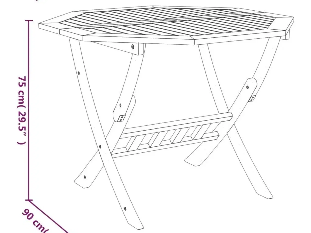 Billede 7 - Foldbart havebord 90x75 cm massivt akacietræ