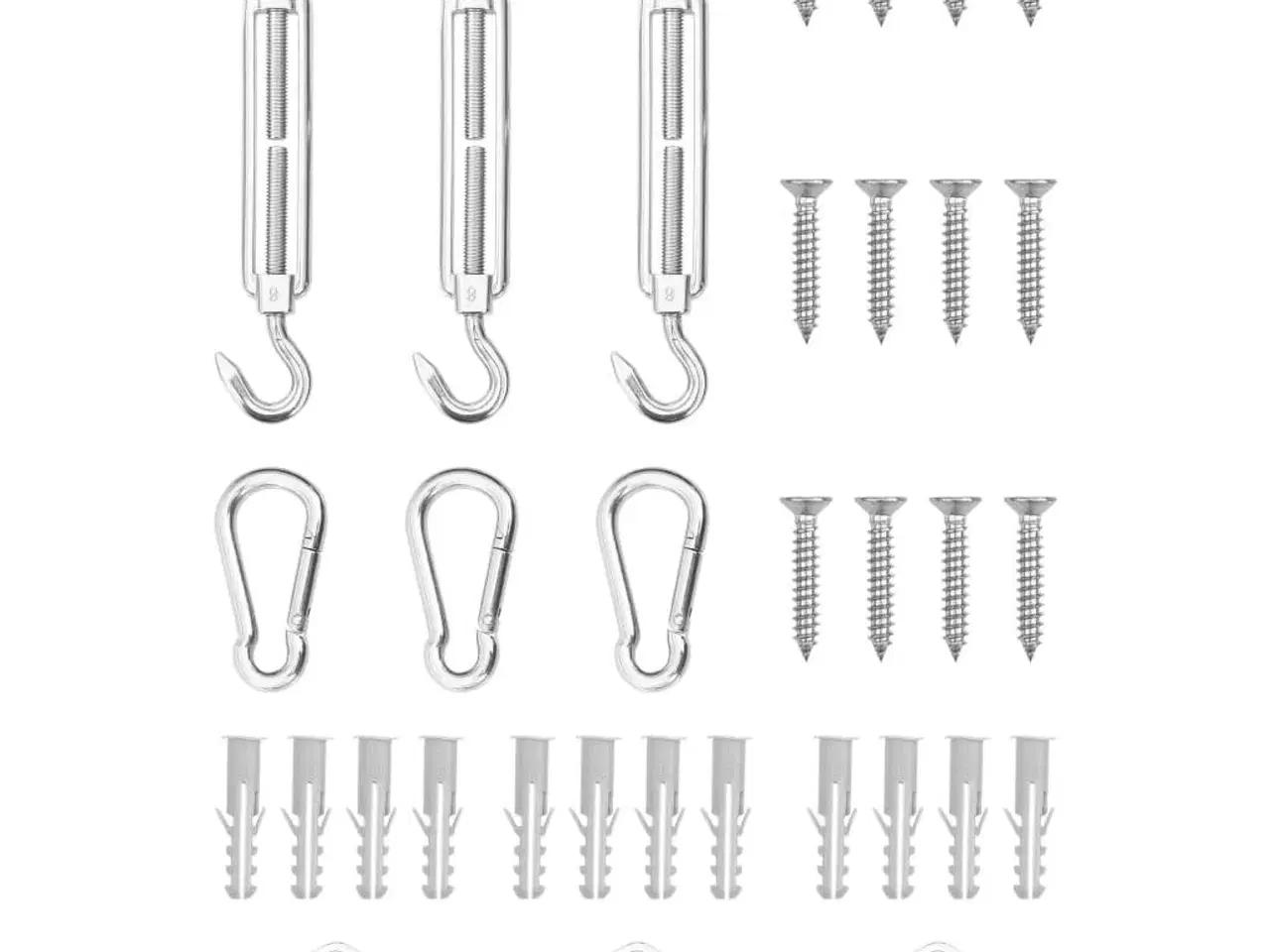 Billede 1 - Fastspændingssæt til solsejl 9 dele rustfrit stål