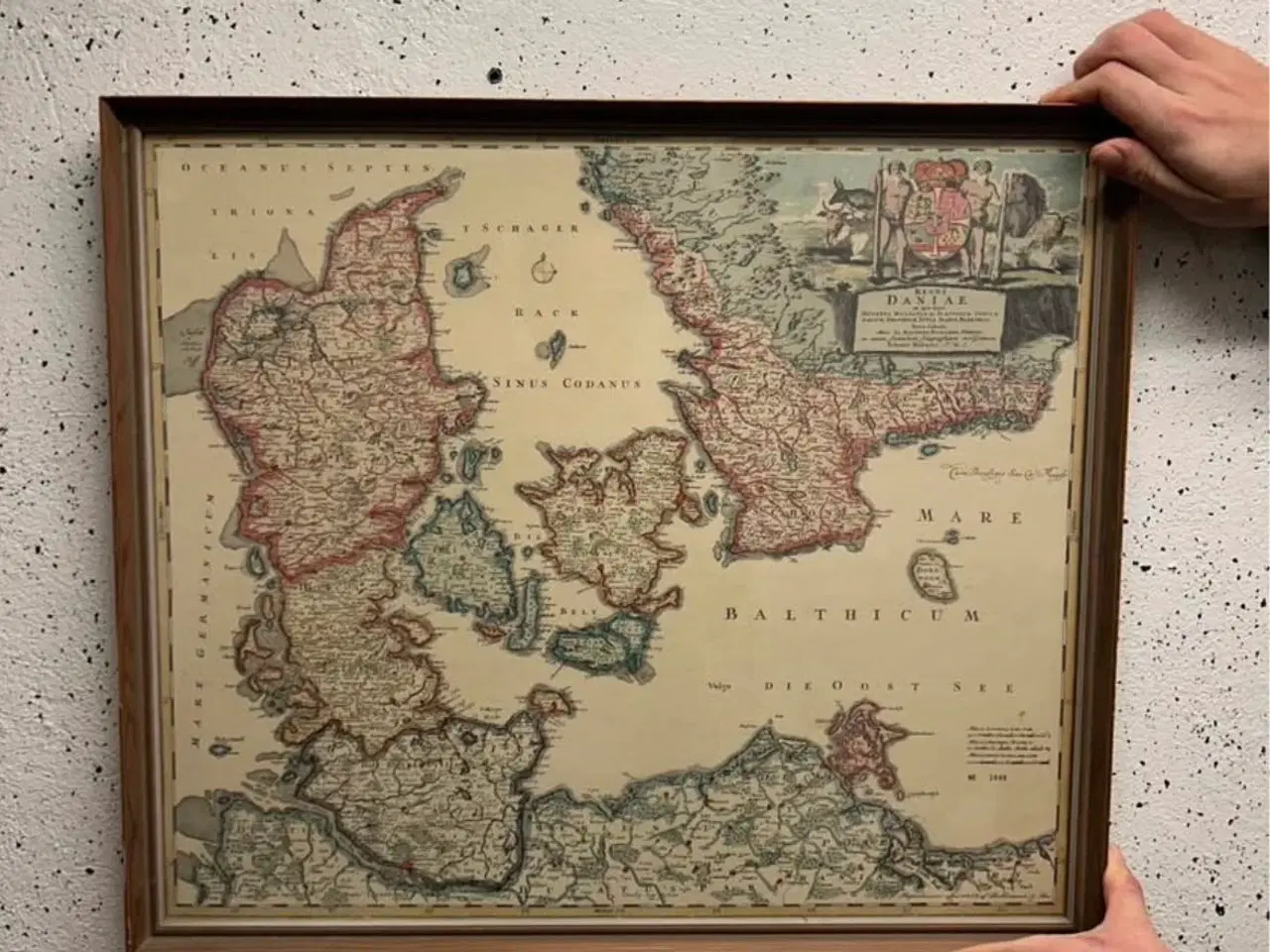 Billede 1 - Smukt historisk Danmarkskort reproduceret i offset