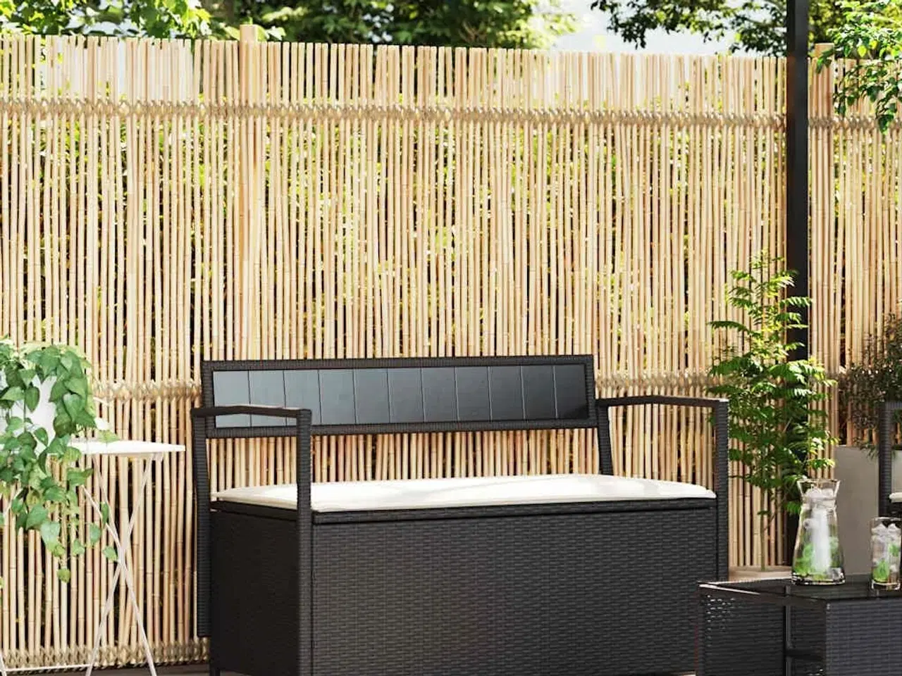 Billede 1 - Opbevaringsbænk til haven med hynde polyrattan sort