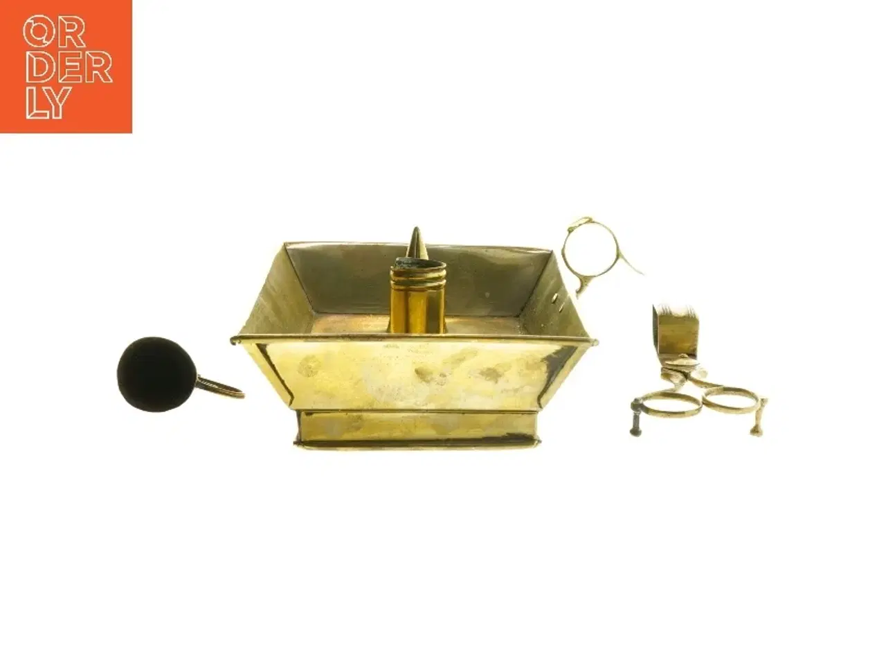 Billede 2 - Vintage lysestage med snuffer og vægerek (str. 20x14 cm)