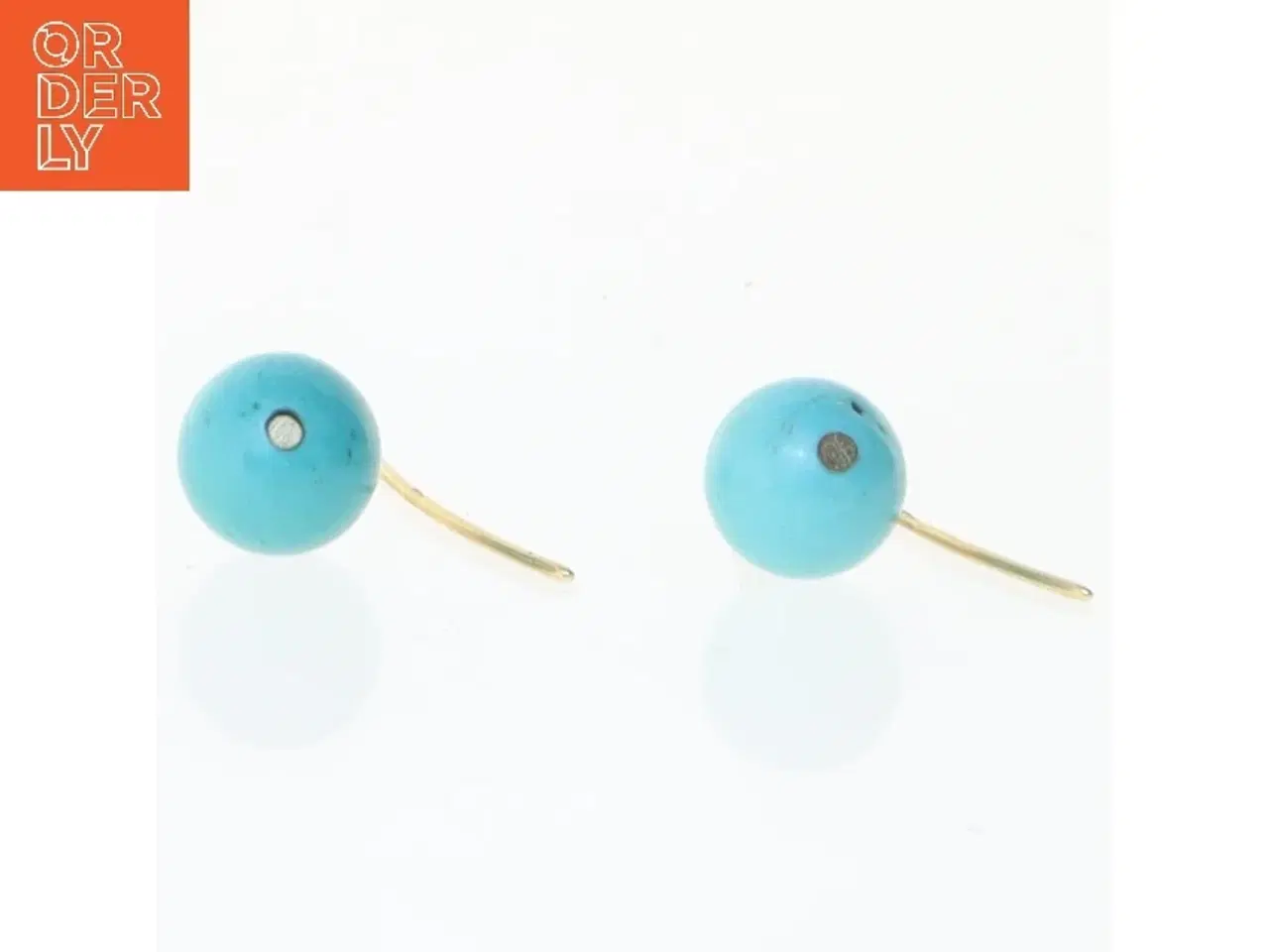 Billede 3 - Turkise øreringe med kugler (str. 2,5 cm)