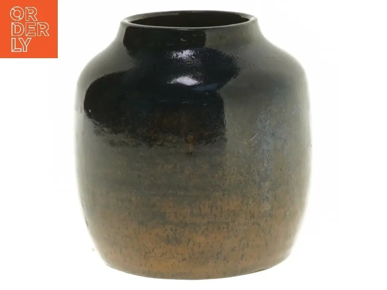 Billede 1 - Keramikvase med mørkeblå glasur (str. 10 cm)