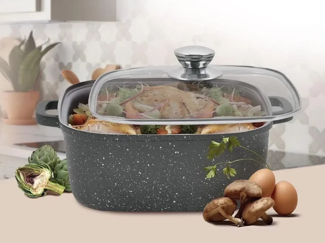 Billede 2 - Gryde med låg 28 cm – Maestro, 8 l, sort