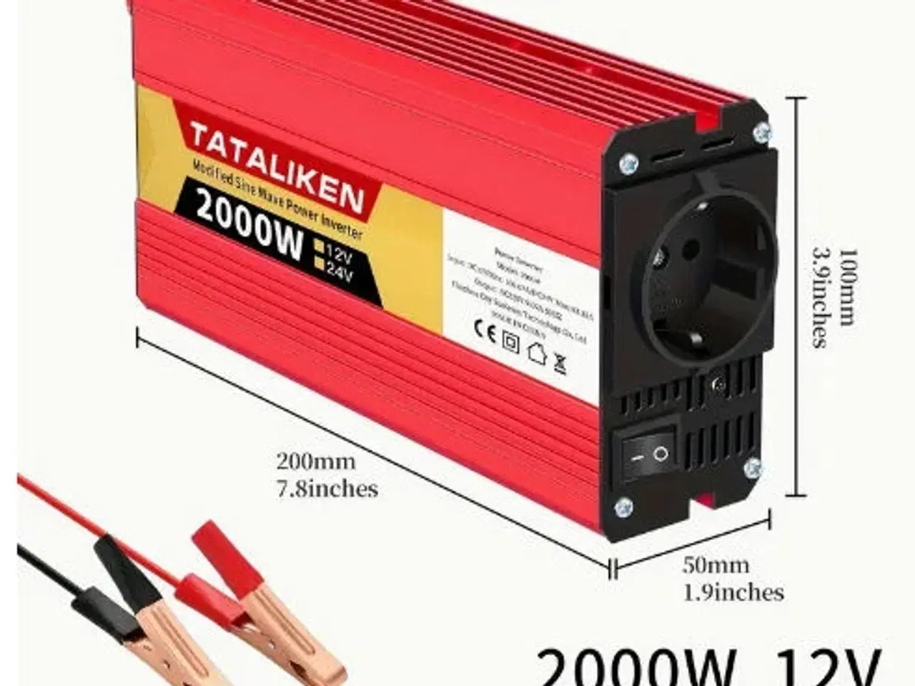 Billede 1 - Inverter 12 V til 230 V, 2000 Watt. Helt ny