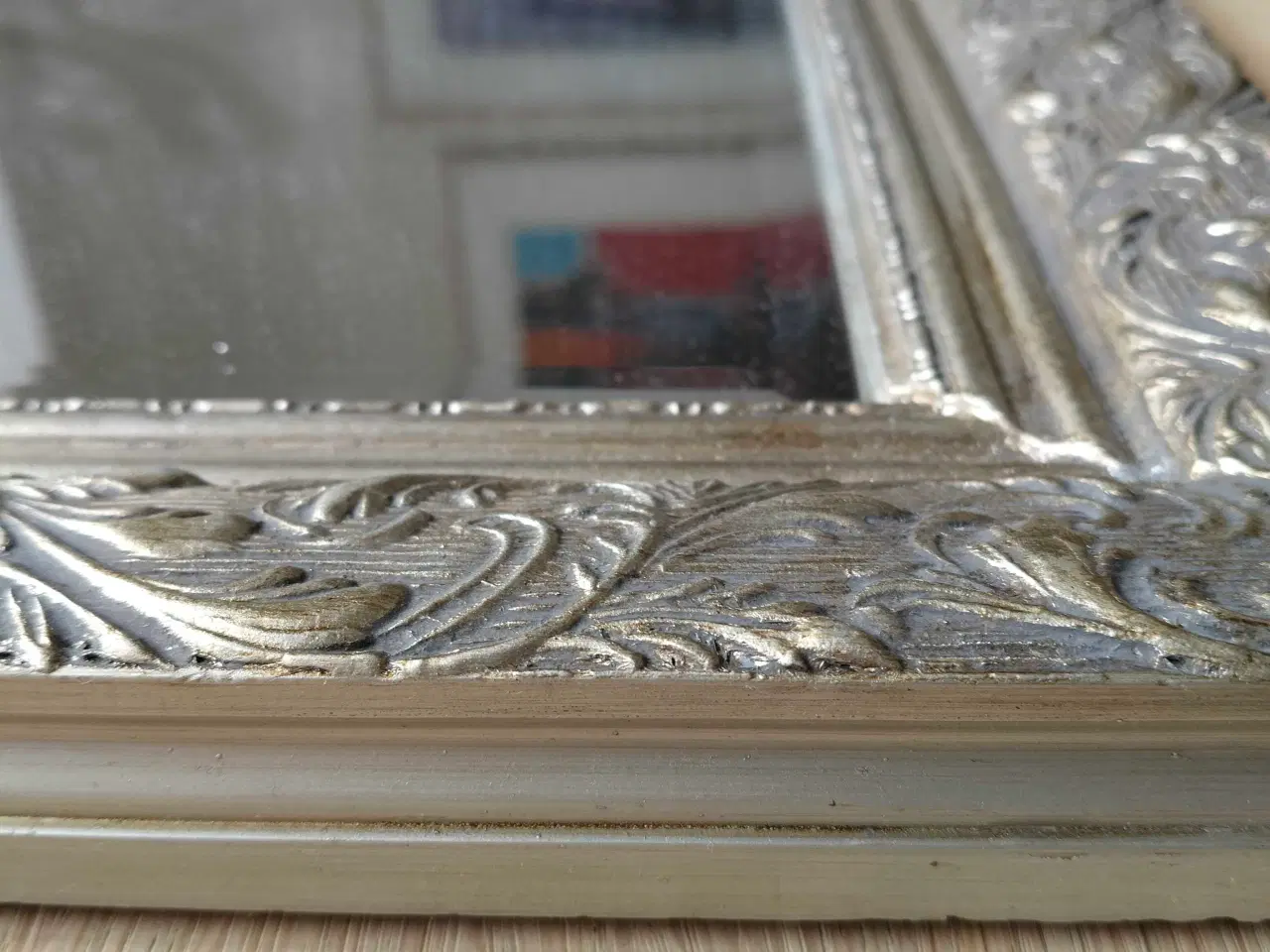 Billede 5 - Spejl i sølvramne. Facetsleben.  
