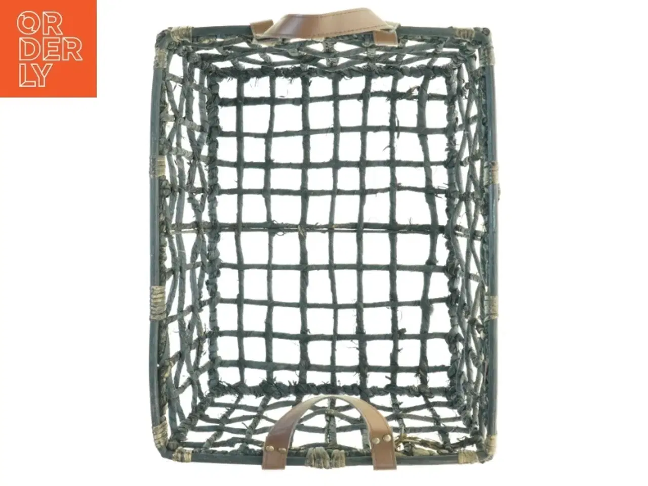 Billede 5 - Fletkurv med læderstropper (str. 46 x 37 x, 23 cm)