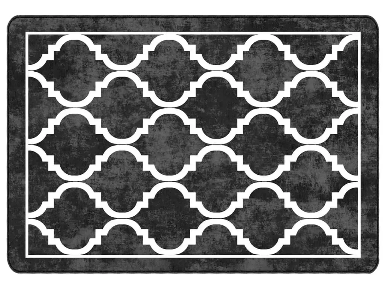 Billede 2 - Gulvtæppe 160x230 cm vaskbart og skridsikkert sort og hvid