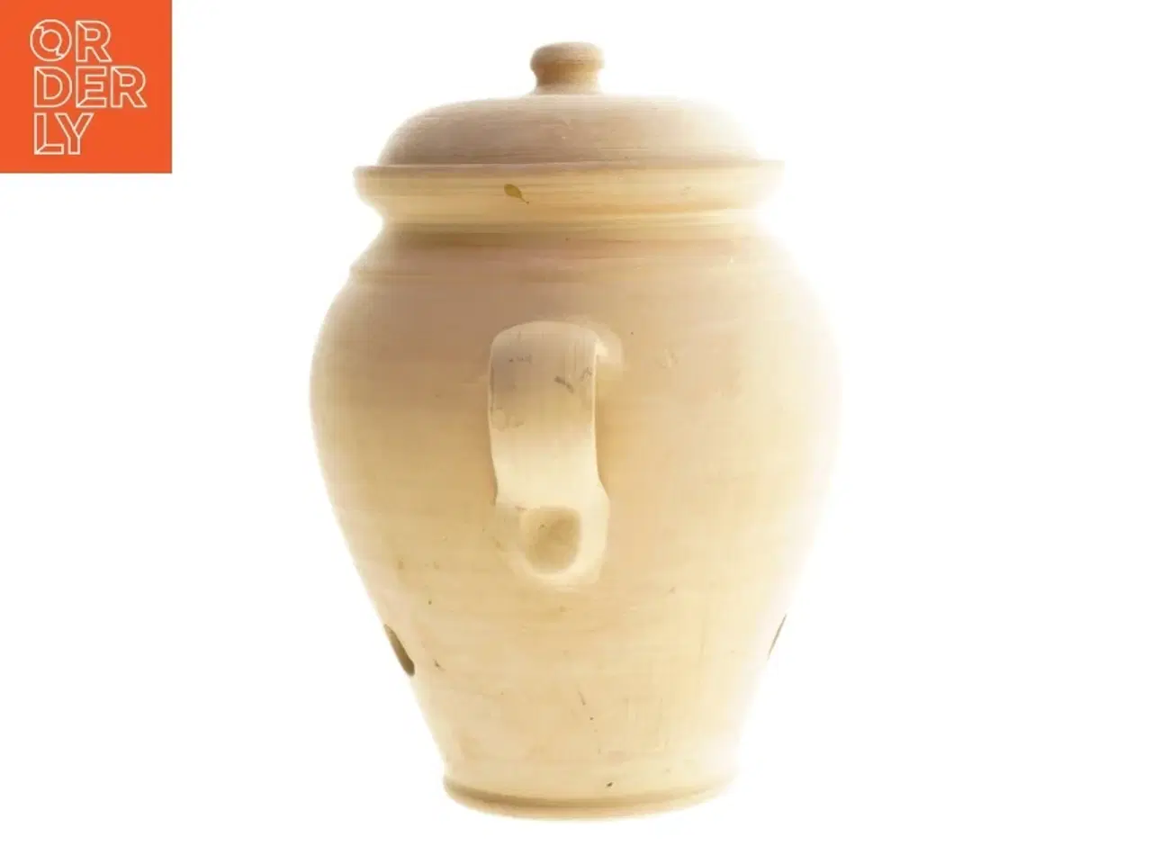 Billede 2 - Terracotta løgkrukke med låg (str. Ø 12,5 cm længde 20,5 cm)