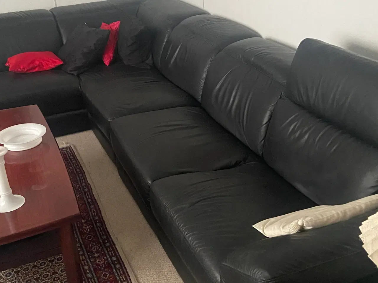 Billede 1 - Stor læderhjørnesofa velholdt måler 350x230 x95 