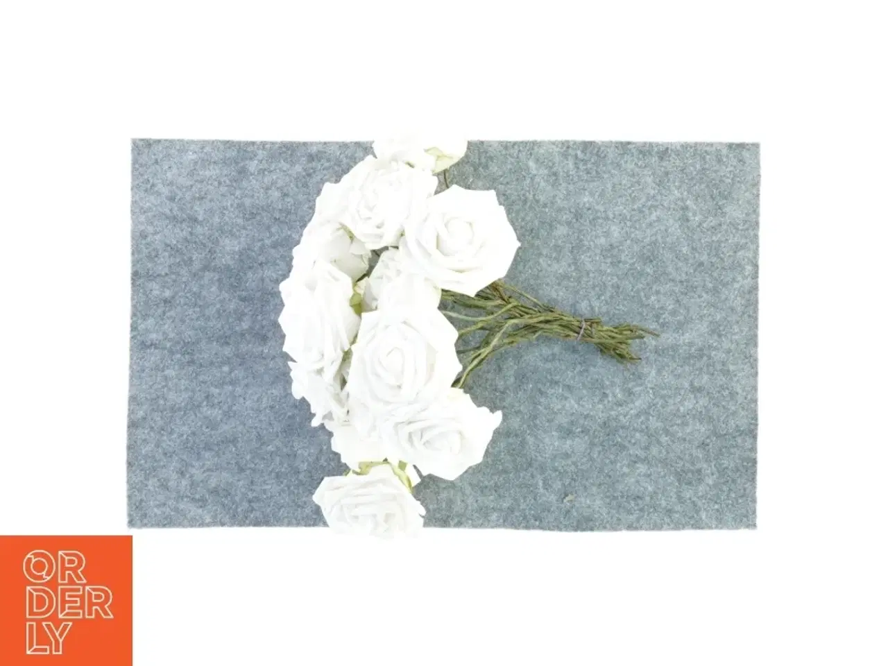 Billede 3 - kunstige hvide naturtro roser (str. 20 cm)