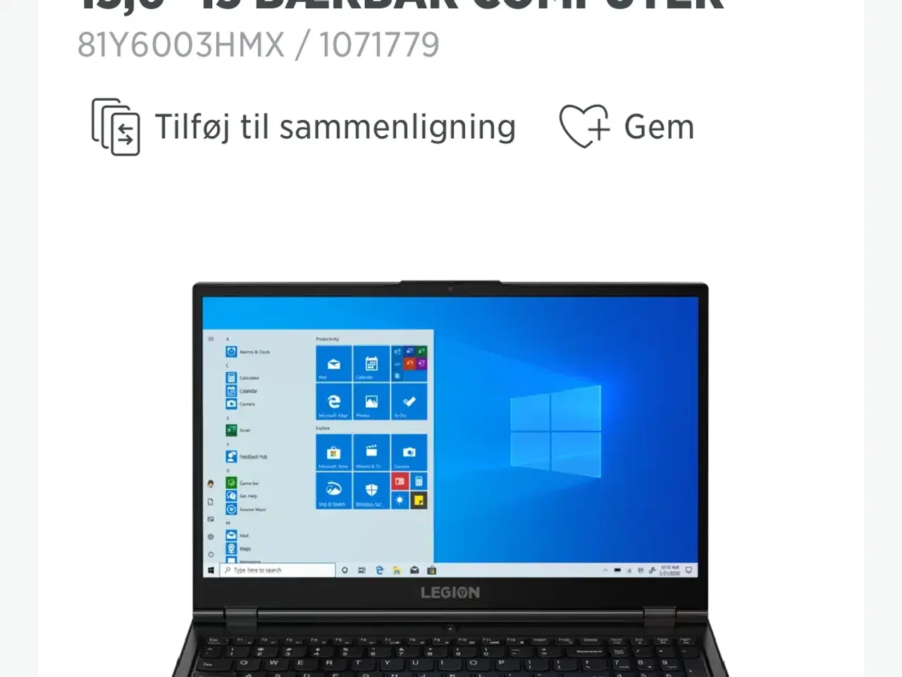 Billede 2 - Gamer bærbar Lenovo Legion