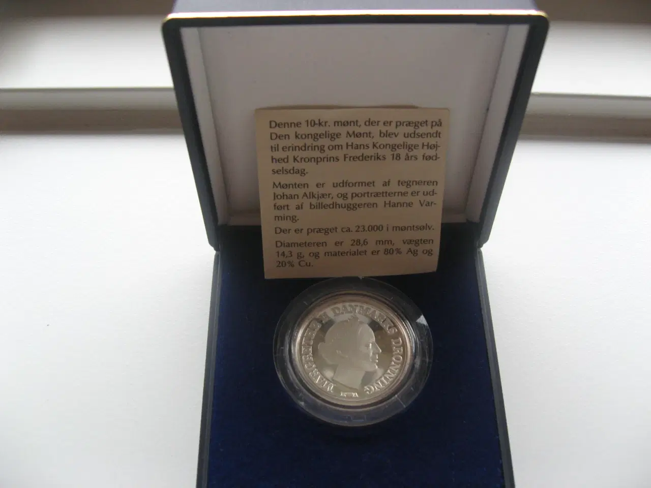 Billede 2 - Smuk sølvmønt Kong Fr.D.X 18 års fødselsdag 1986