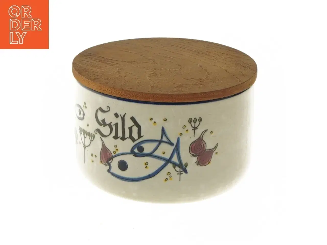 Billede 1 - Keramik krukke med trælåg fra Knabstrup (str. Ø 13x8,5 cm)