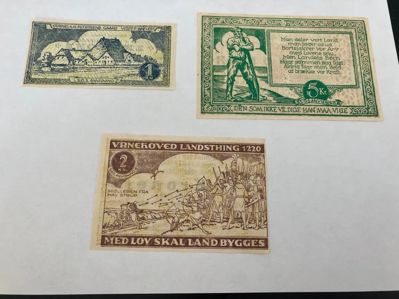 Billede 2 - 3 stk S.O.S Kasse Haderslev sedler - Pæne