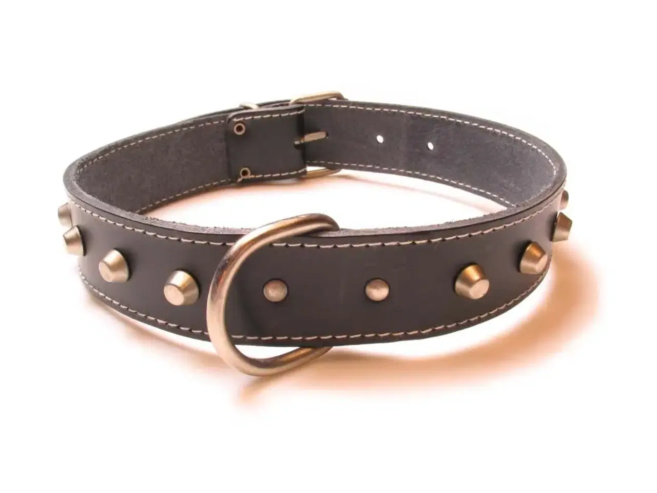 Billede 1 - Læder halsbånd m. nitter.