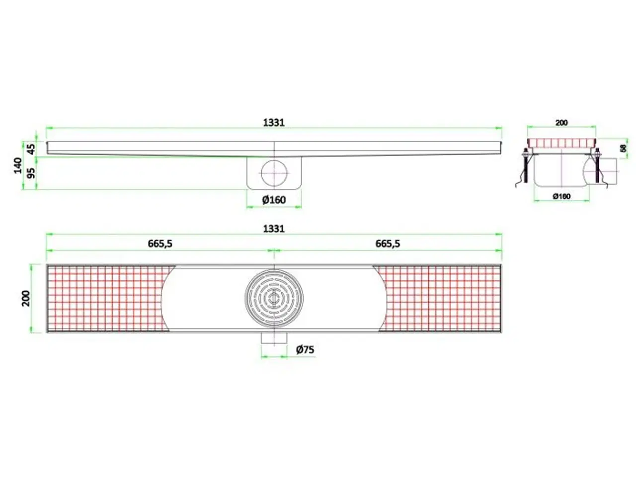 Billede 2 - Lang Gulvrende (133 cm) i AISI 304 Stål