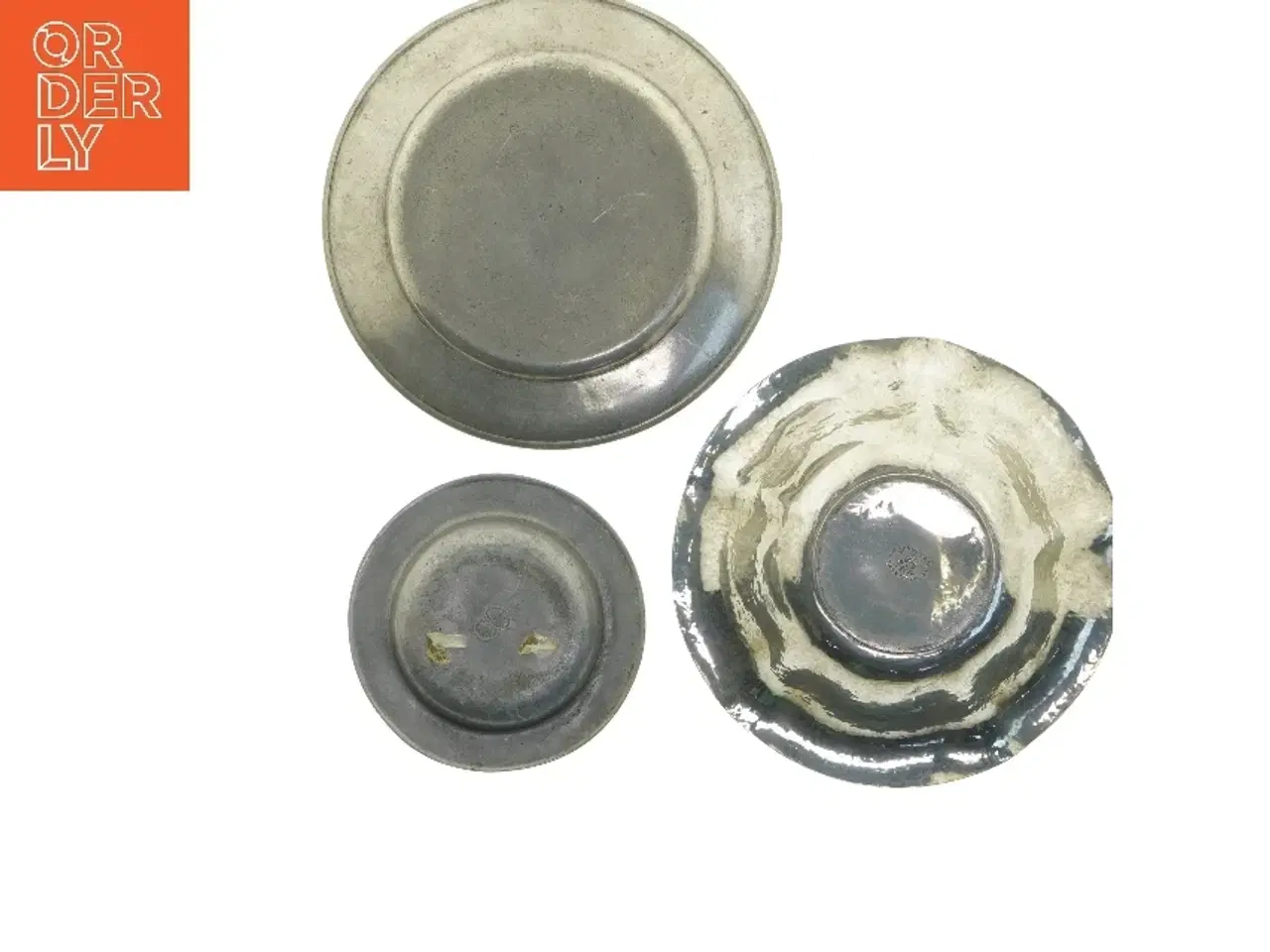 Billede 3 - Sæt af 3 metal fade og skåle (str. ø 22, ø 21, ø 14 cm)