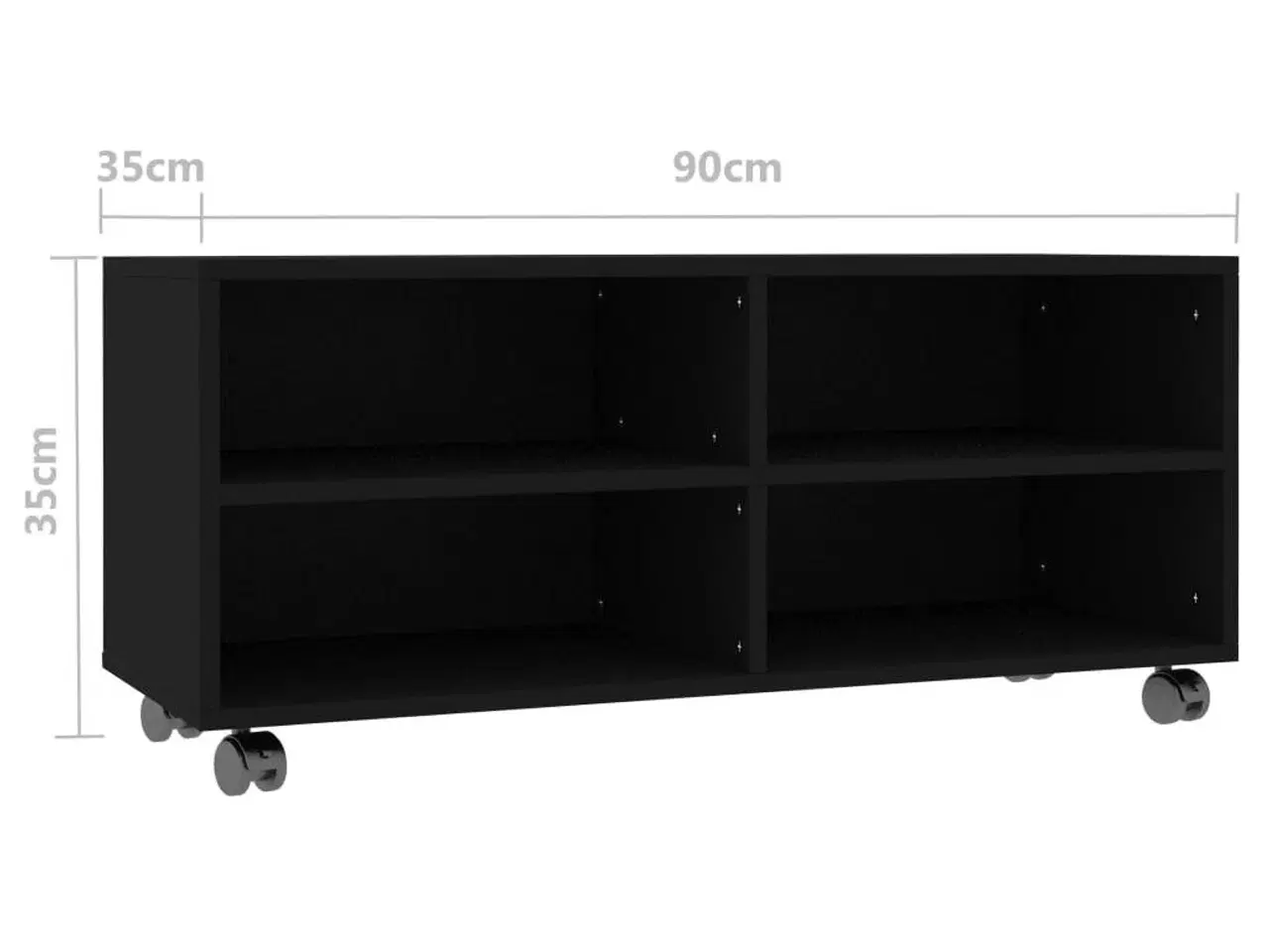 Billede 6 - Tv-bord med hjul 90x35x35 cm konstrueret træ sort