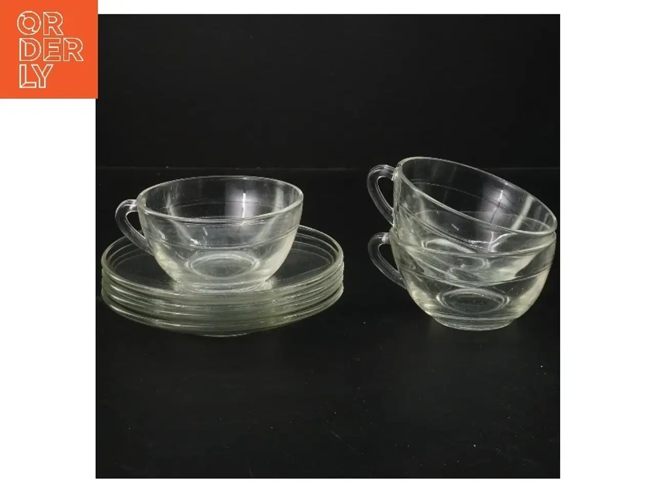 Billede 1 - 3 sæt franske glaskopper af gennemsigtige kopper og underkopper m.1 ekstra underkop