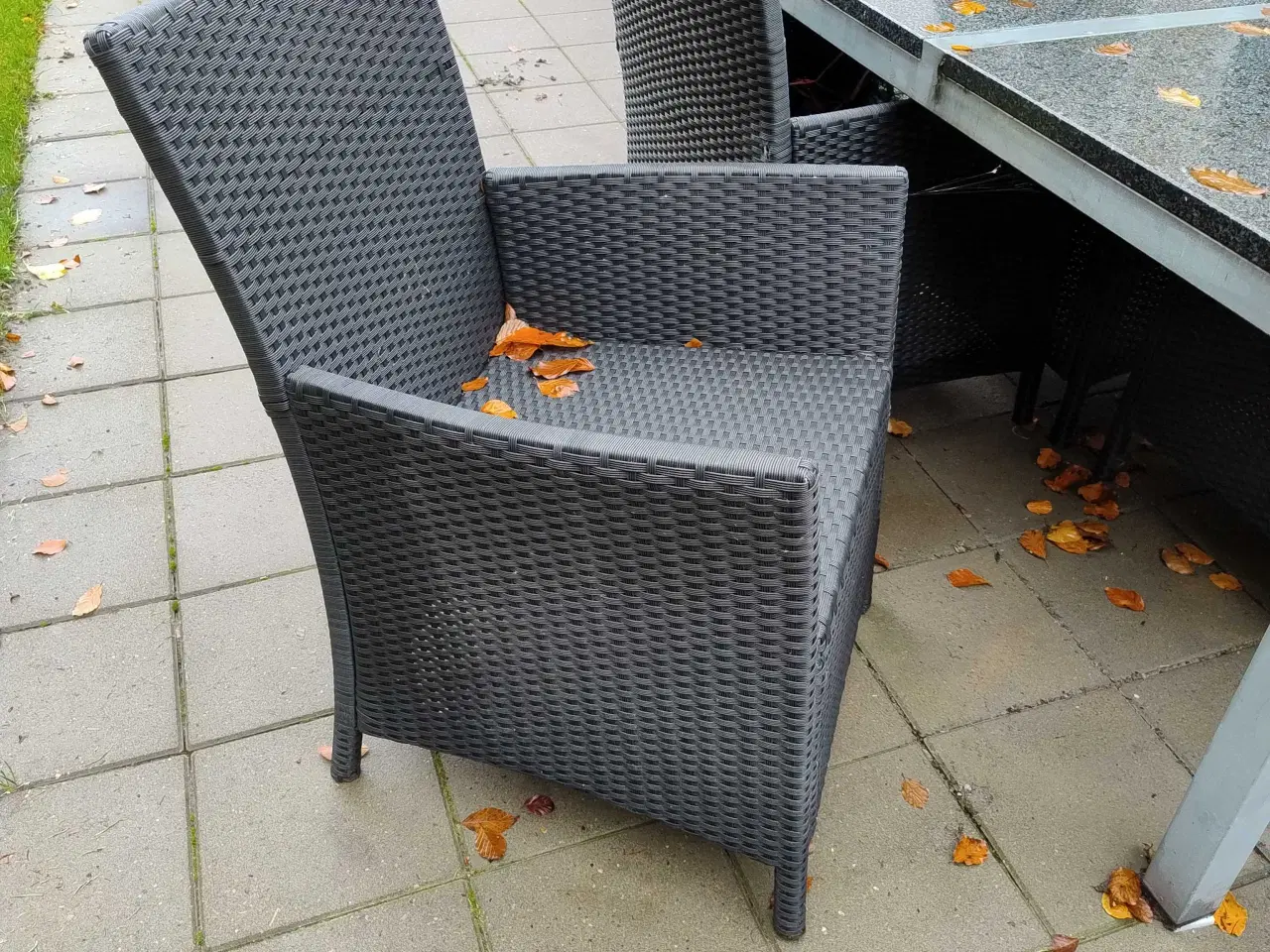 Billede 2 - 4 havestole sort flet