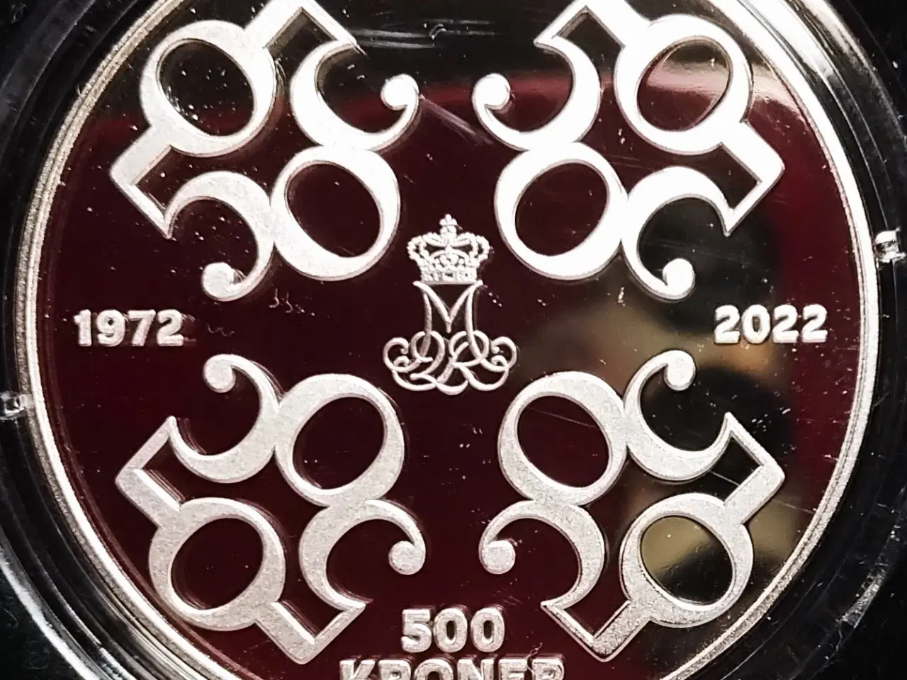 Billede 1 - SMUK SØLV 500 KRONE 2022 MARGRETHE 50 ÅR JUBILÆUM