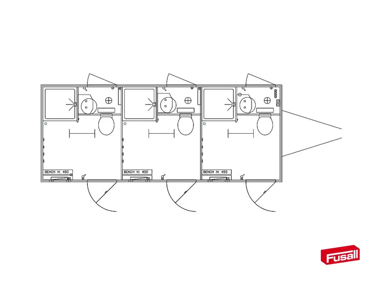 Billede 2 - Type 518: Toilet--badvogn med 3 separate rum