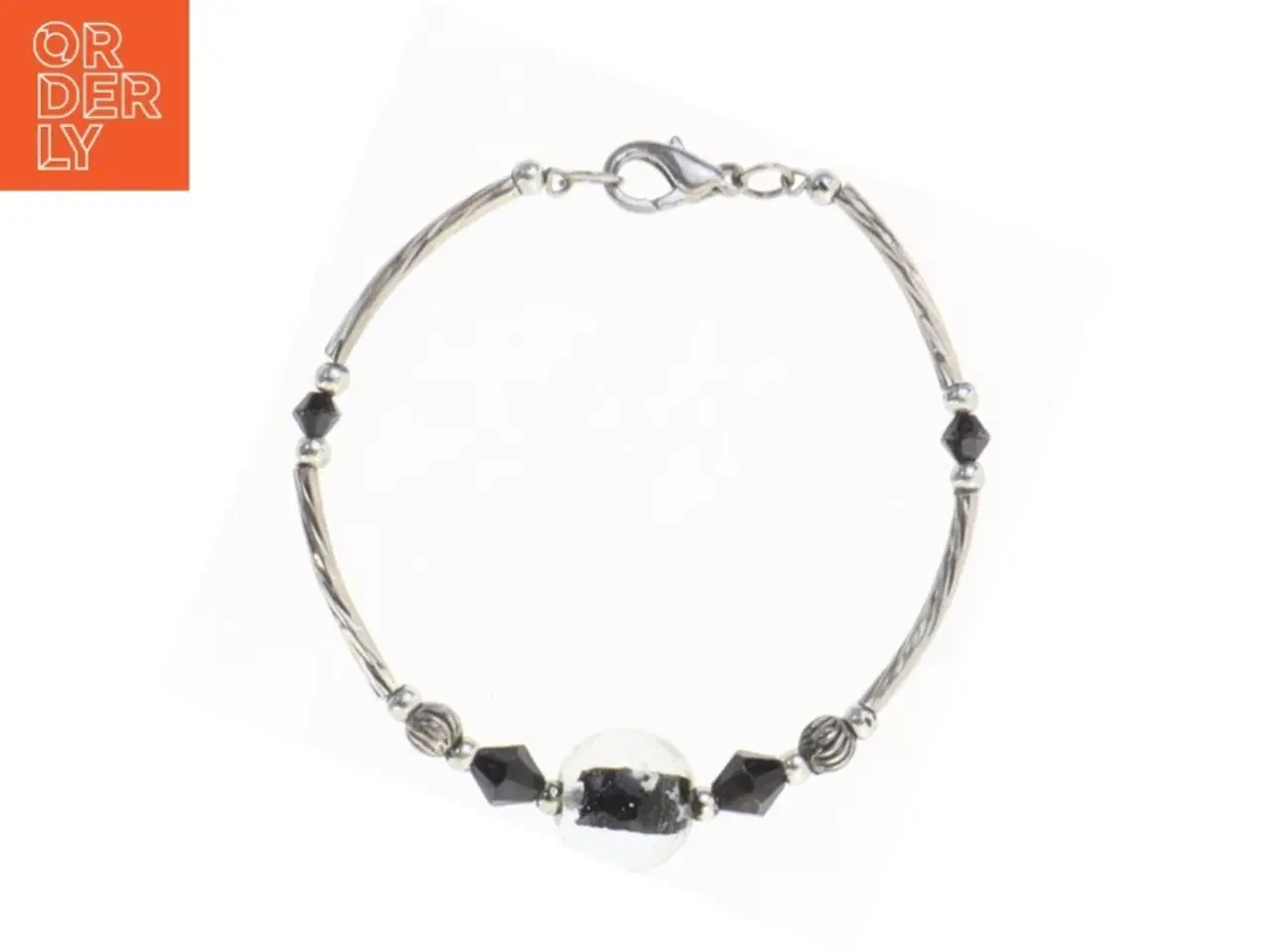 Billede 1 - Armbånd med sorte perler (str. Ø 5,5 cm)