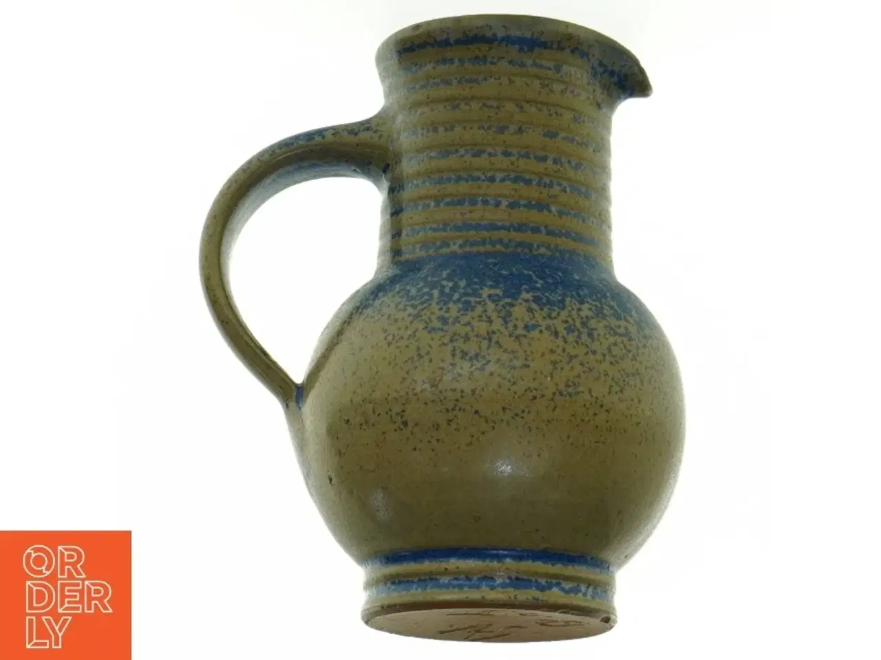 Billede 2 - Saltglaseret Stentøjskande med klokke (str. 13 x 8 cm)