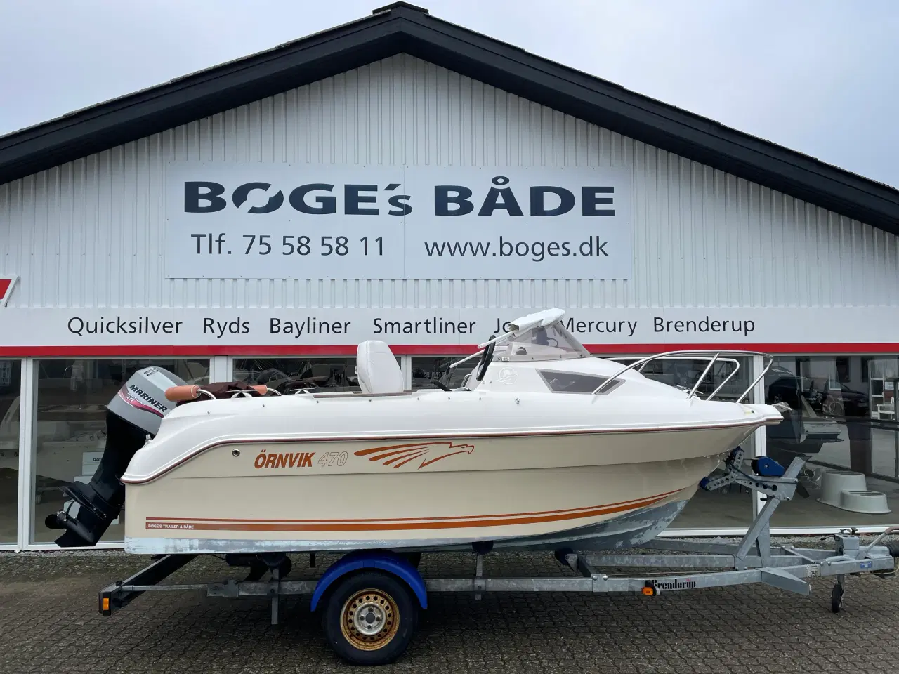 Billede 1 - 470 Cruiser med 60 hk Mariner-EFI 4 takt og 1000 kg Brenderup bådtrailer