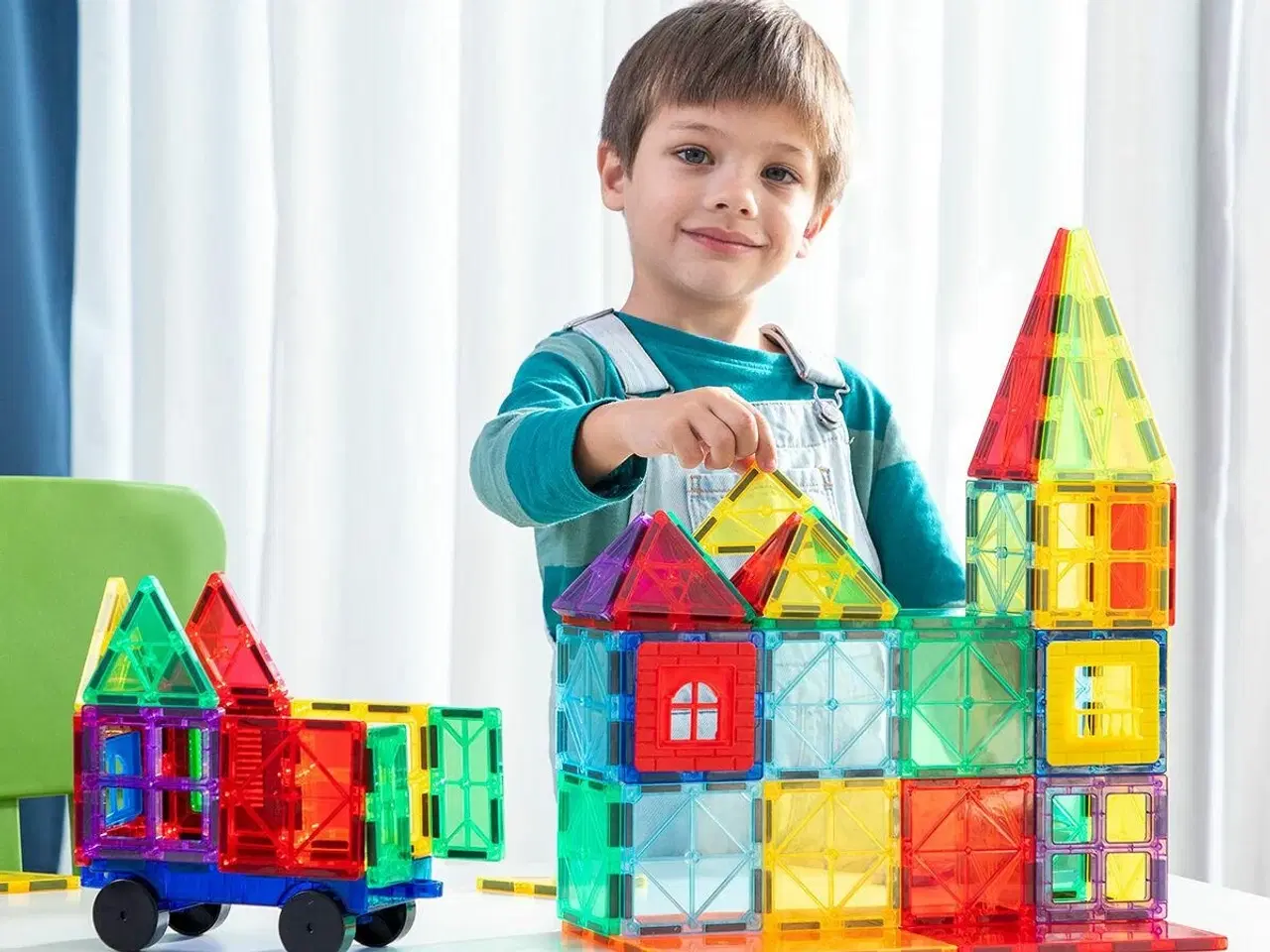 Billede 1 - Magnetiske 3D-byggeklodser Magoks - 57 dele